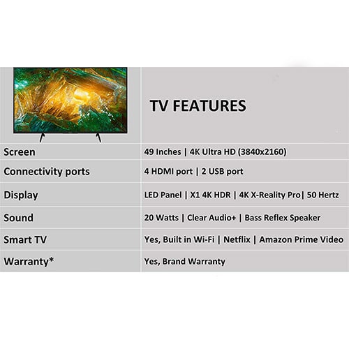 تلویزیون سونی 49 اینچ مدل 49X8000H